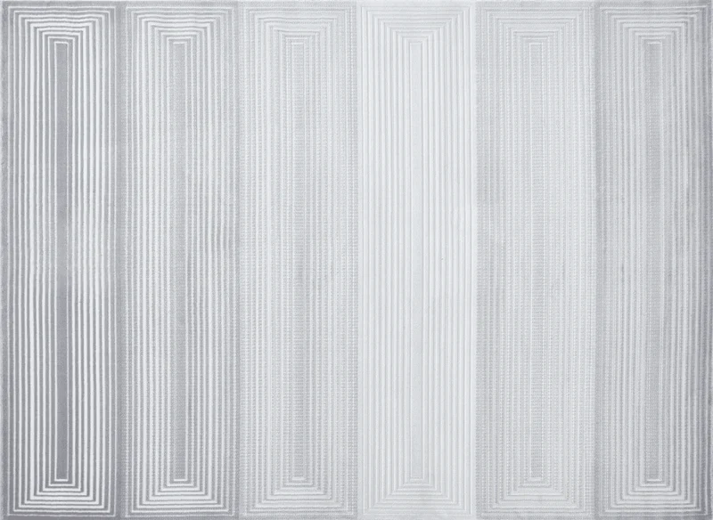 Tapis graphique art déco gris et blanc 200 x 290 cm HALL