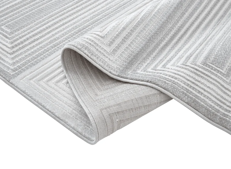 Tapis graphique art déco gris et blanc 160 x 230 cm HALL