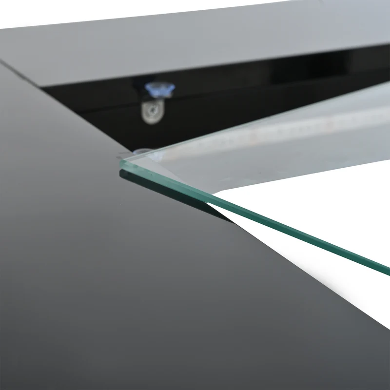 Table basse carrée noire avec plateau en verre trempé et éclairage LED 70x70x35cm UNDERTOW