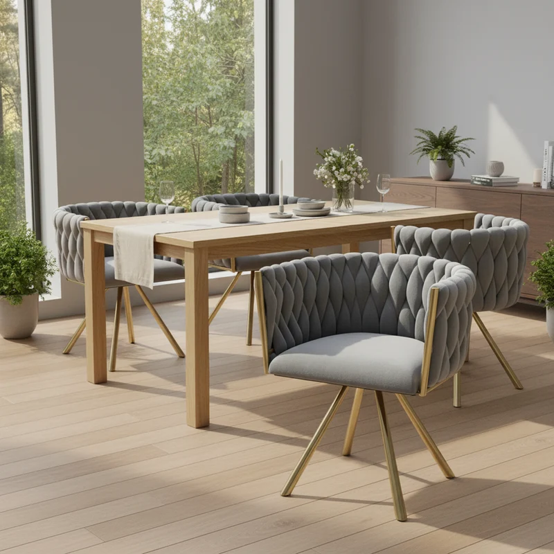 Lot de 2 chaises de salle à manger pivotant 360° velours gris matelassé et base doré EPICUTICL