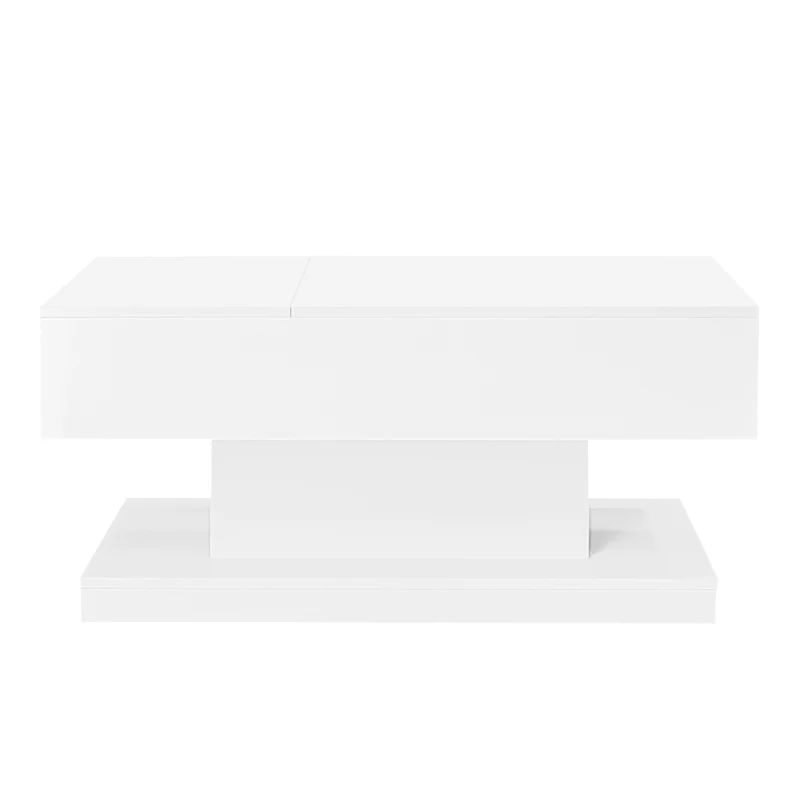 Table basse blanche relevable avec éclairage LED et 1 tiroir 100*50*45cm OIL