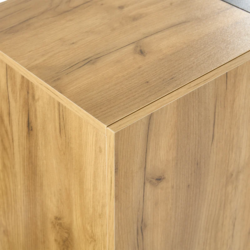Buffet effet bois avec vitrine éclairage LED 3 tiroirs GHURGAX