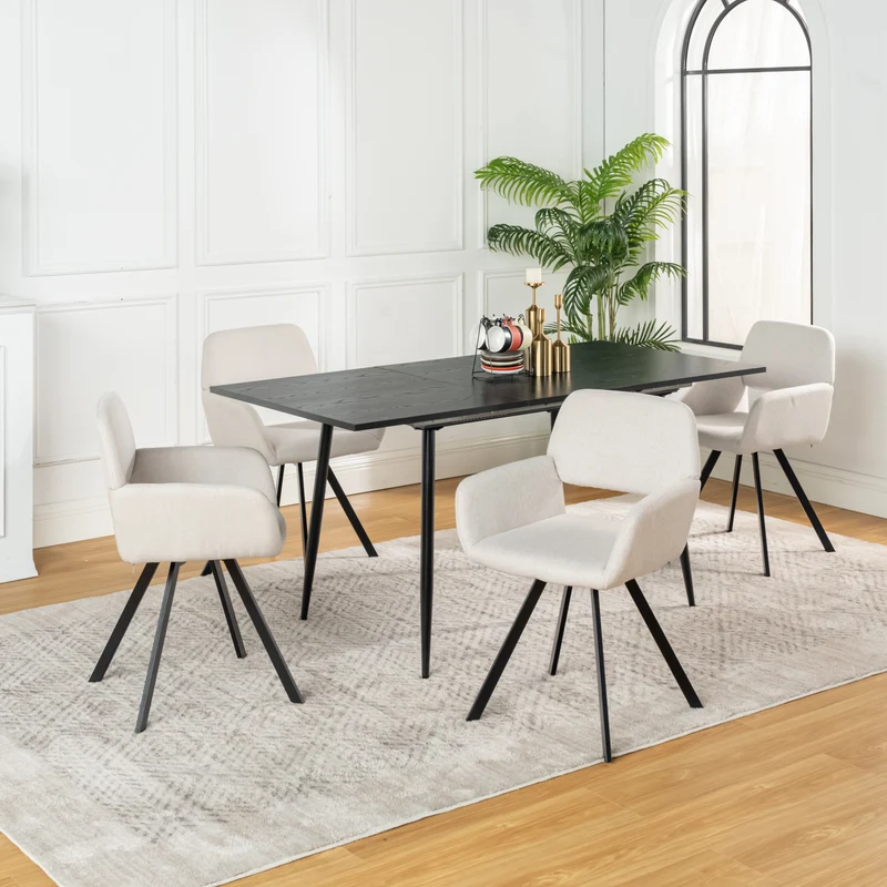 Lot de 4 chaises de salle à manger scandinaves rotative tissu beige CALIFORNIA KD BEIGE SWIVEL X2