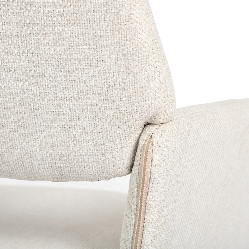 Ensemble table blanche effet marbre et 4 chaises tissu beige WHALEN WHITE MARBLE TABLE 120 KD + MAYFAIR BEIGE*2