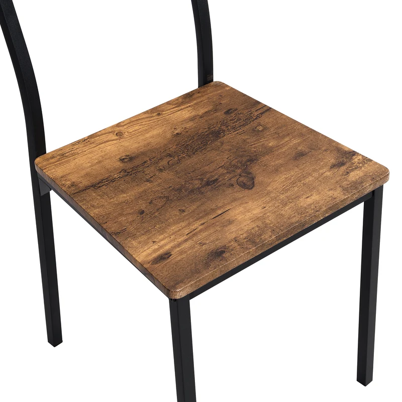 Ensemble de table et 4 chaises avec un banc et son grillage pour rangement industriel effet bois QUSCUKS