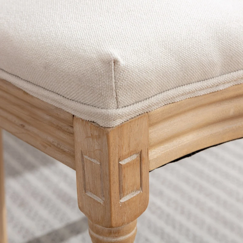 Lot de 2 chaises de salle à manger médaillon en bois massif, et lin beige, dossier rotin HOLOBIONT