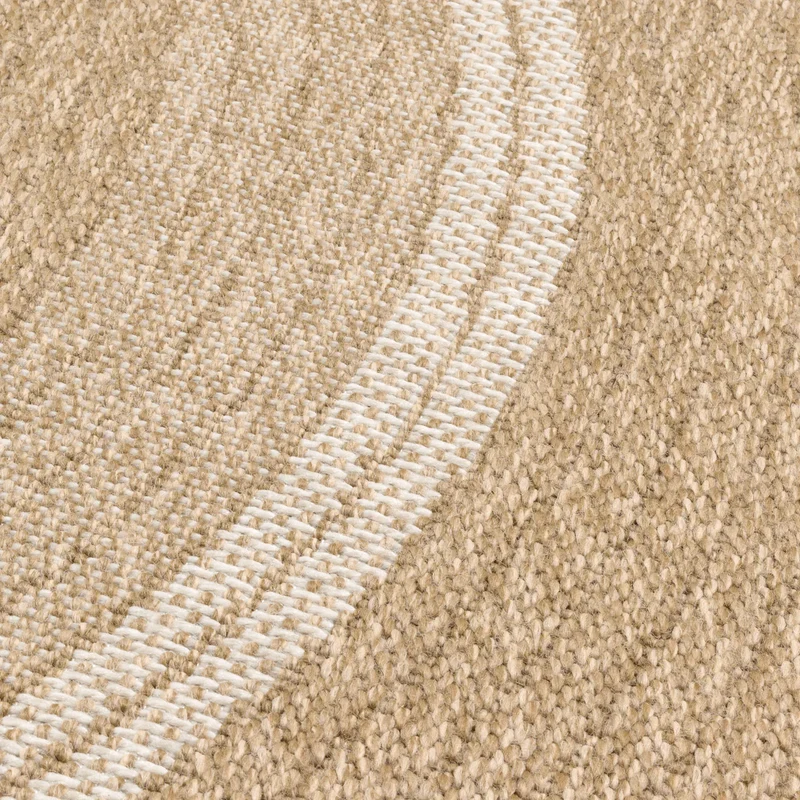 Tapis aspect jute nature motifs circulaires blancs - Nature
