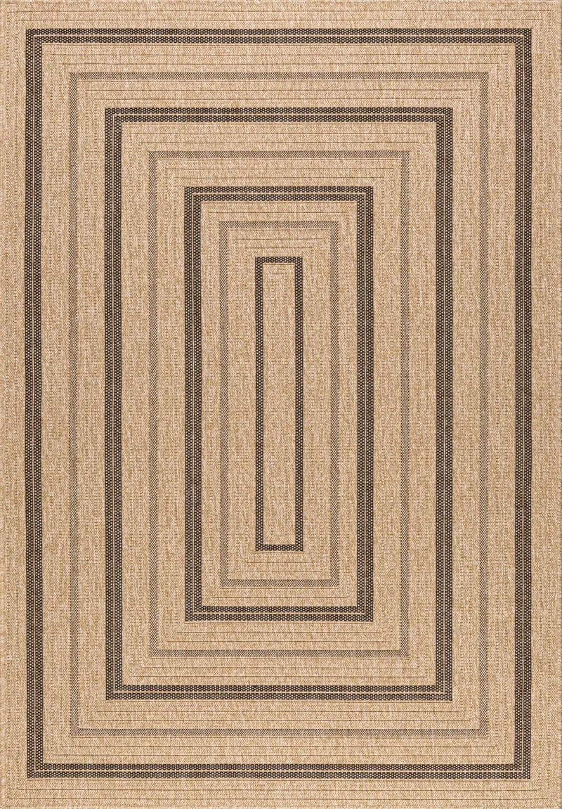 Tapis aspect jute nature motifs rectangles noirs - Nature