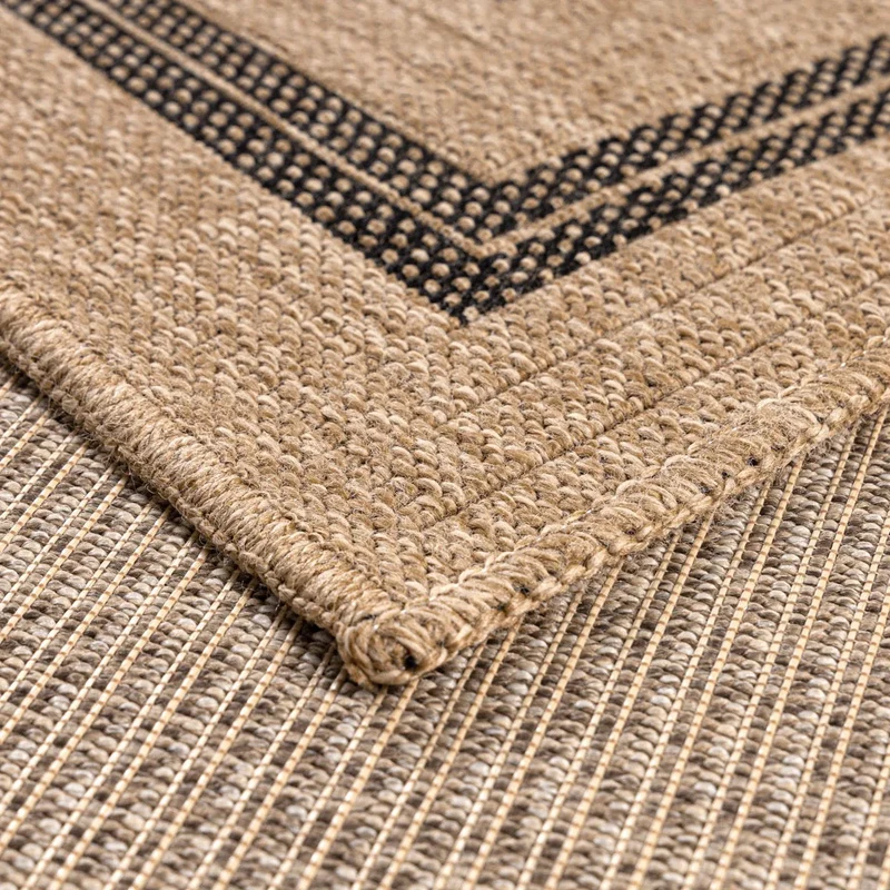 Tapis aspect jute nature motifs rectangles noirs - Nature