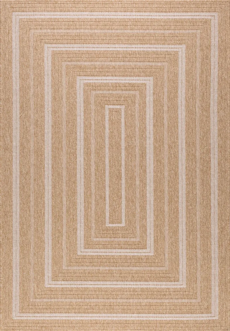 Tapis aspect jute nature motifs rectangles blanc - Nature