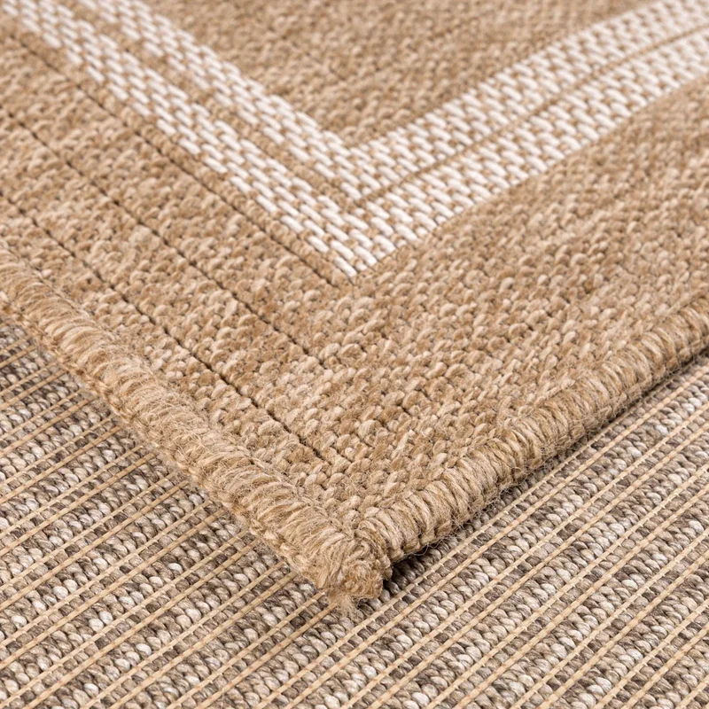 Tapis aspect jute nature motifs rectangles blanc - Nature