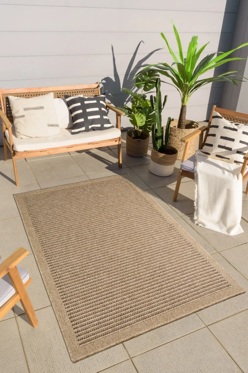 Tapis effet jute naturel uni marron - Nature