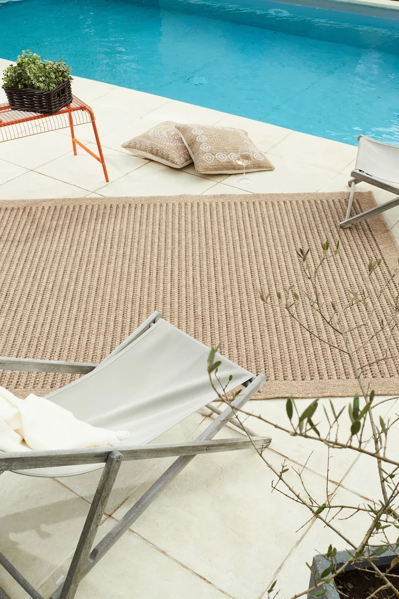 Tapis effet jute naturel uni beige - Nature
