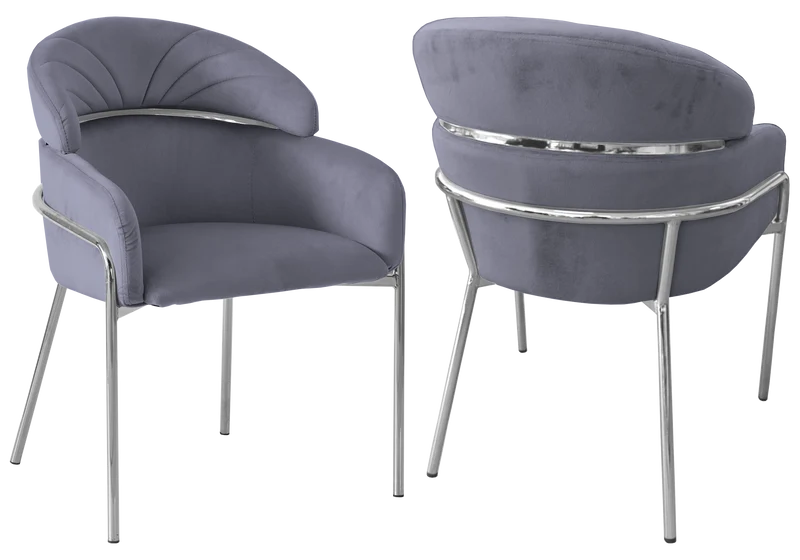 Ensemble table marbre blanc et 4 chaises grises - Leon
