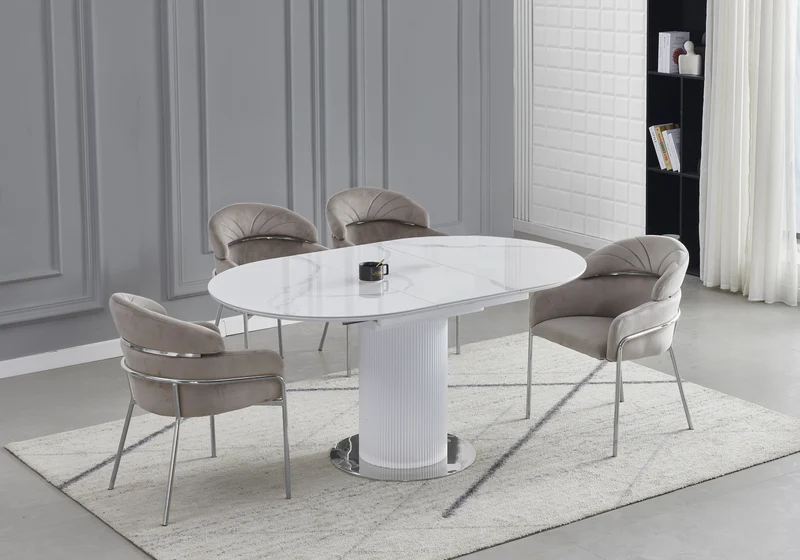 Chaises en velours taupe et pieds argentés - Noam x4