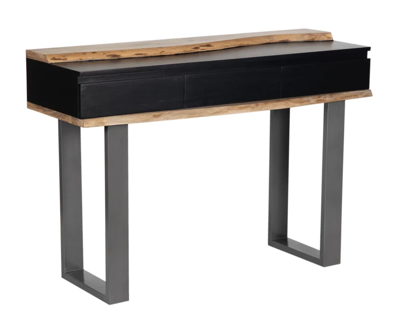 Console 3 tiroirs en bois massif acacia - Black