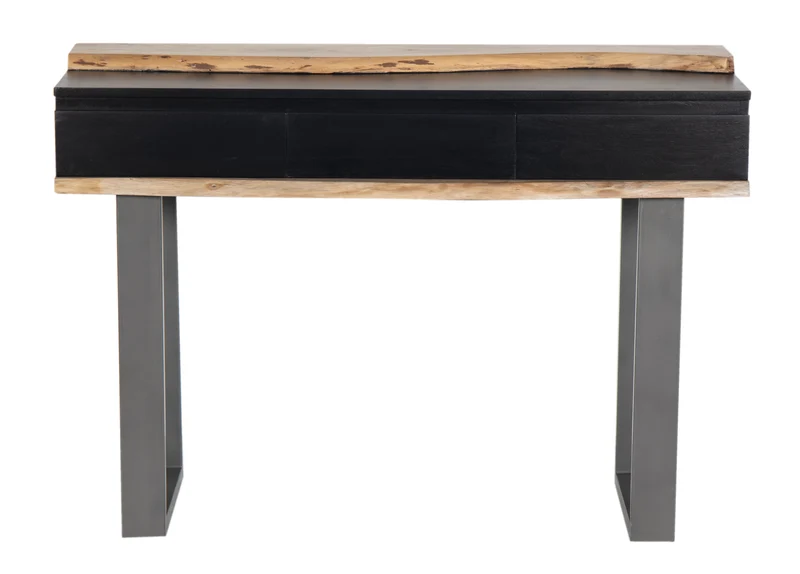 Console 3 tiroirs en bois massif acacia - Black