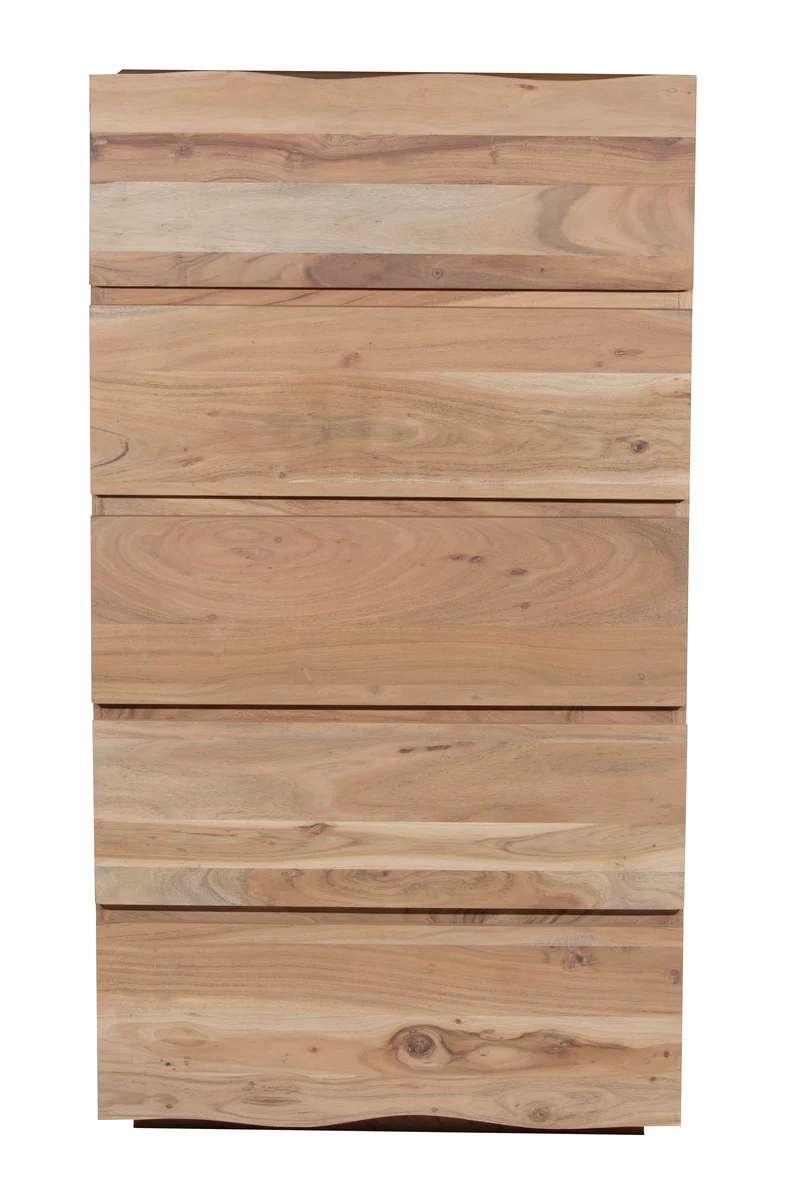 Chiffonnier haut 5 tiroirs en bois massif acacia | Bunting