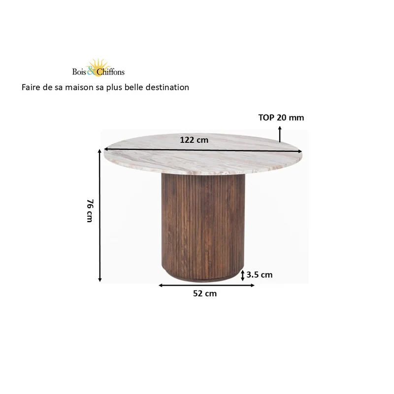 Table a manger ronde plateau marbre | Manguier Kfir III