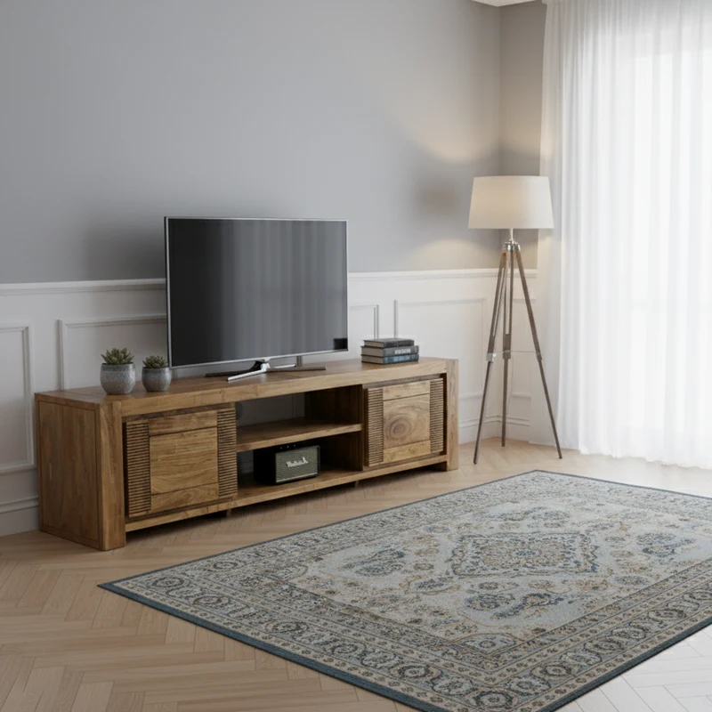 Meuble Tv bois strié 2P 2N | Acacia Verone