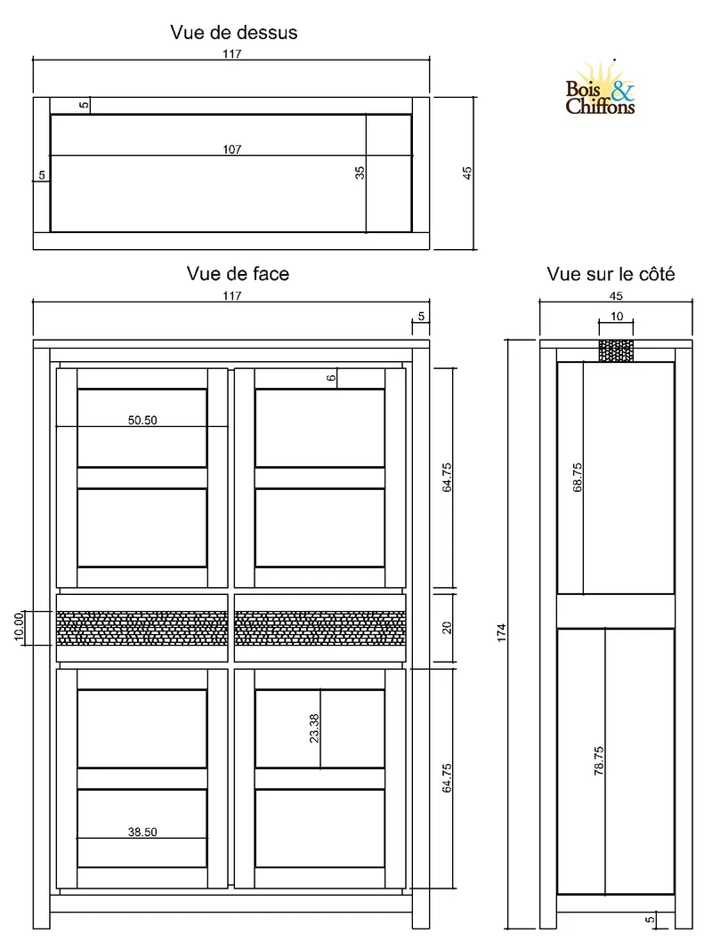 TATOO BUFFET HAUT 4 Portes 2 Tiroirs