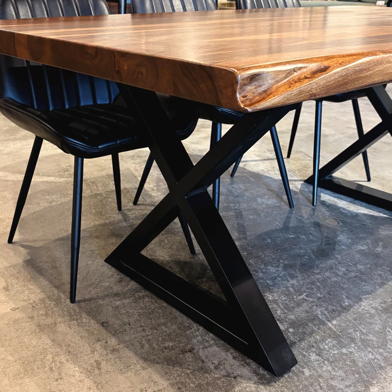 Table à dîner bois de rose 2" brun base X