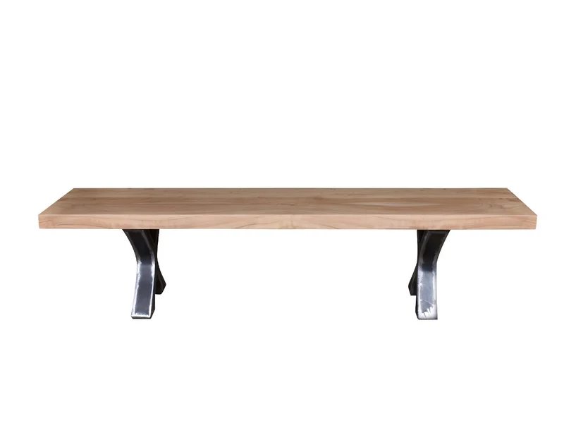 Banc acacia 2" coupe droite champagne base Docks