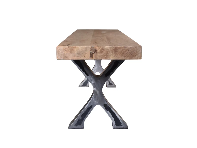 Banc acacia 2" coupe droite champagne base Docks