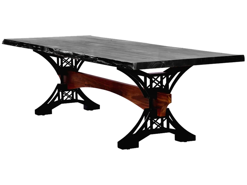 Pied de table Eiffel bois d'acacia & métal