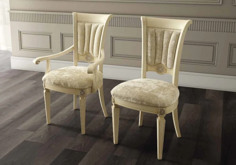 Salle à manger ovale baroque ivoire et or versace – IMPERIA