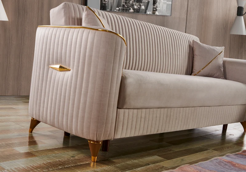 Ensemble canapés 3+2+1 beige avec lit et coffre – ZEBRA