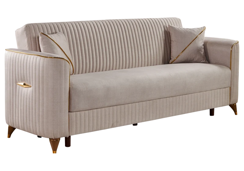 Ensemble canapés 3+2+1 beige avec lit et coffre – ZEBRA