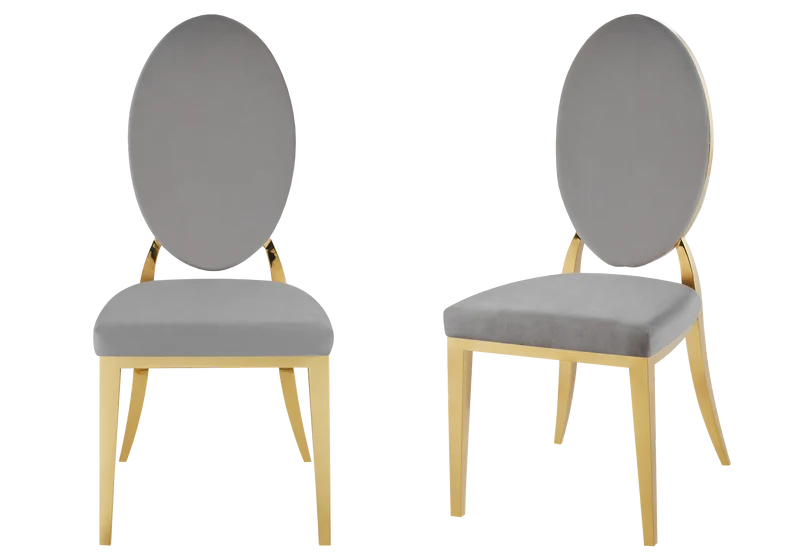 Chaises médaillon velours gris doré - Neo x4