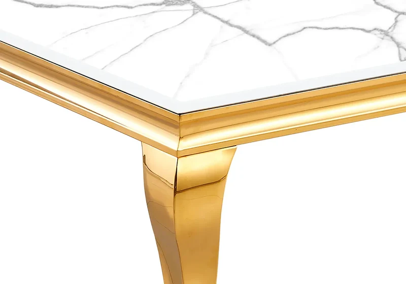 Table basse rectangulaire marbre blanc or - Neo