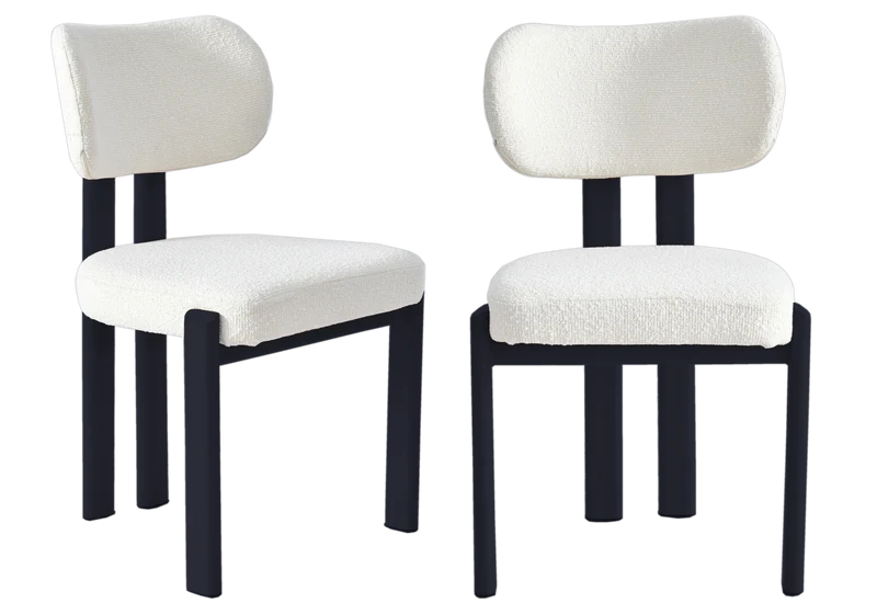 Chaise salle à manger bouclée et noir - Inaya x4
