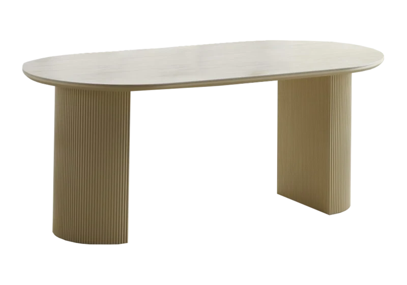 Ensemble table à manger travertin et chaises - Terra