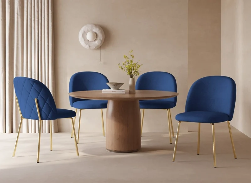 Lot de 2 chaises design en velours bleu KENNETH