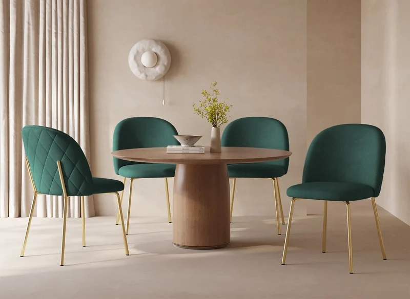 Lot de 2 chaises design en velours vert KENNETH