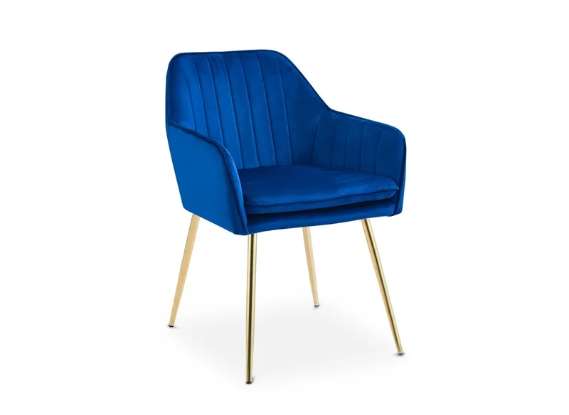 Lot de 2 chaises avec accoudoirs en velours bleu EDWIGE