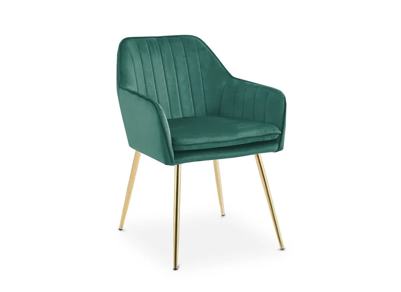 Lot de 2 chaises avec accoudoirs en velours vert EDWIGE