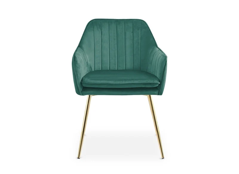 Lot de 2 chaises avec accoudoirs en velours vert EDWIGE