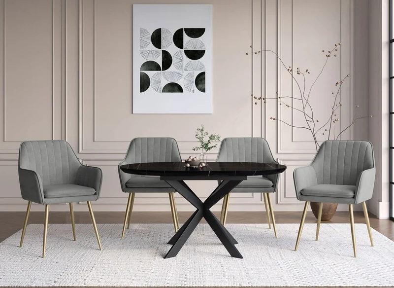 Lot de 2 chaises avec accoudoirs en velours gris EDWIGE