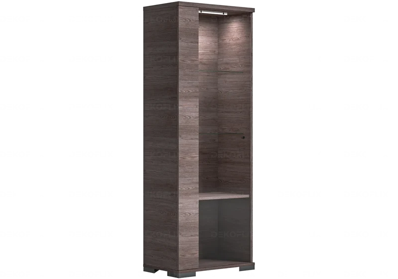 Vitrine 1 ou 2 portes avec éclairage LED orme - Viola