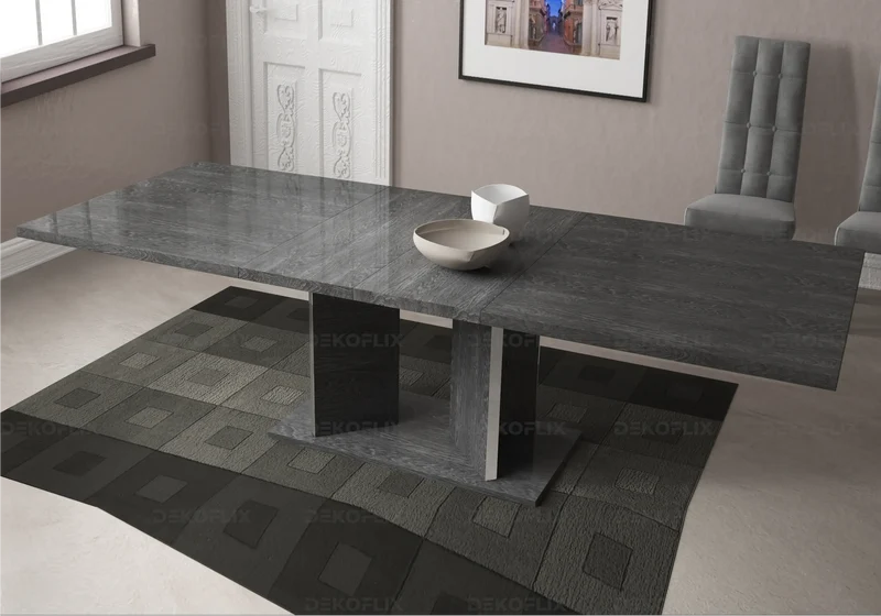Table à manger extensible bouleau gris laqué - Sarah