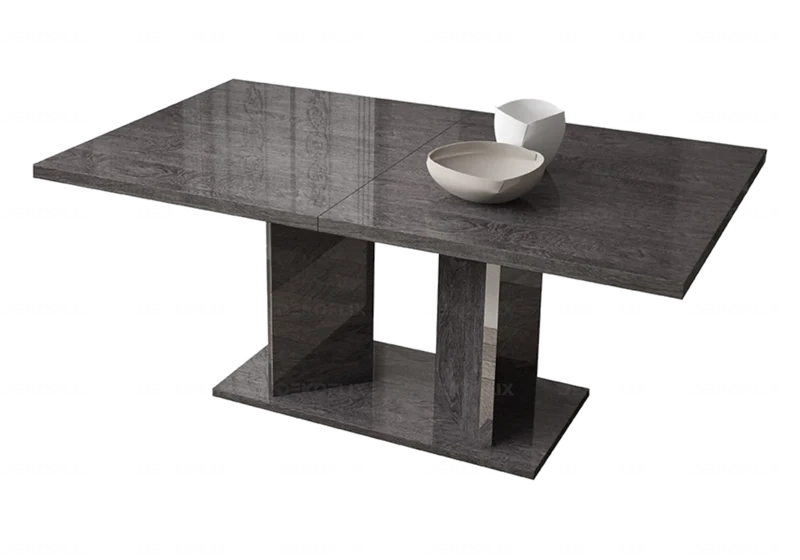 Table à manger extensible bouleau gris laqué - Sarah