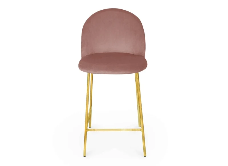 Lot de 2 tabourets de bar design en velours rose ARABEL