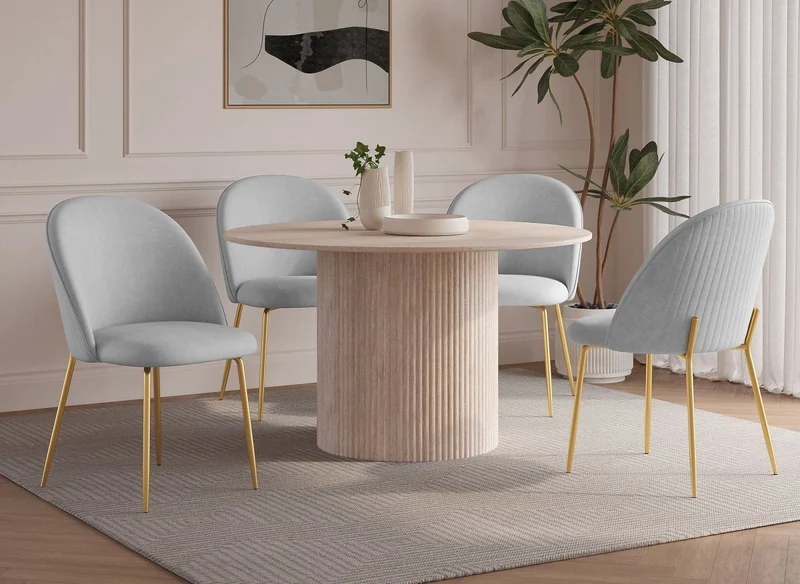 Lot de 2 chaises design en velours gris ARABEL