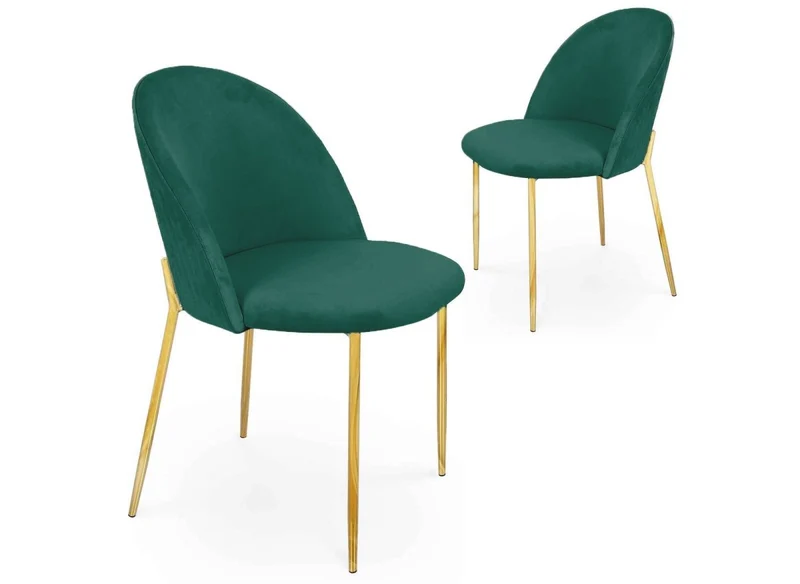 Lot de 2 chaises design en velours vert ARABEL