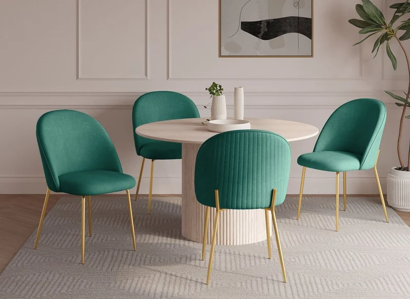 Lot de 2 chaises design en velours vert ARABEL