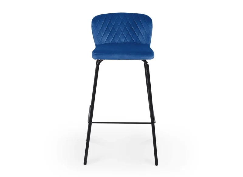 Lot de 2 tabourets de bar design en velours bleu BOSCO